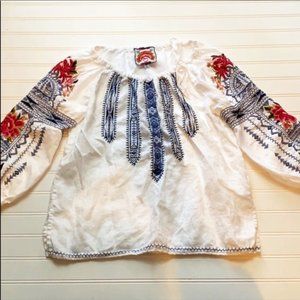 Johnny Was Davis Peasant Linen Top